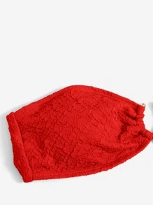 Swim Basics Summer Beach Textured Bikini Set Ring Linked Bandeau Bra & Tie Side Cheeky Bottom 2 Piece Bathing Suit