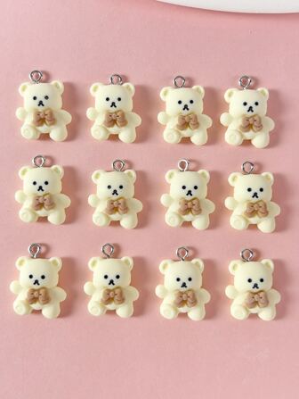 12件/套卡通樹脂小熊DIY掛件