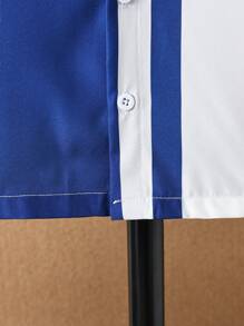 SHEIN 男小童短袖藍白色拼貼休閒襯衫帶時髦西裝領,春夏 - 藍白色 - 查看 4