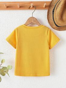 Toddler Boys Letter Patched Pocket Front Tee - Mustard Yellow - View 2