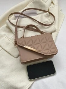 Lightweight, Business Casual Mini Square Bag Quilted Asymmetric Flap PU For Teen Girls Women College Students, Rookies & White-Collar Workers Perfect For Office, College, Work, Business, Commute, Outdoors, Travel, Outings , New Year, Cream Bag - Khaki - View 7