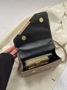 Lightweight, Business Casual Mini Square Bag Quilted Asymmetric Flap PU For Teen Girls Women College Students, Rookies & White-Collar Workers Perfect For Office, College, Work, Business, Commute, Outdoors, Travel, Outings , New Year, Cream Bag - Khaki - View 8