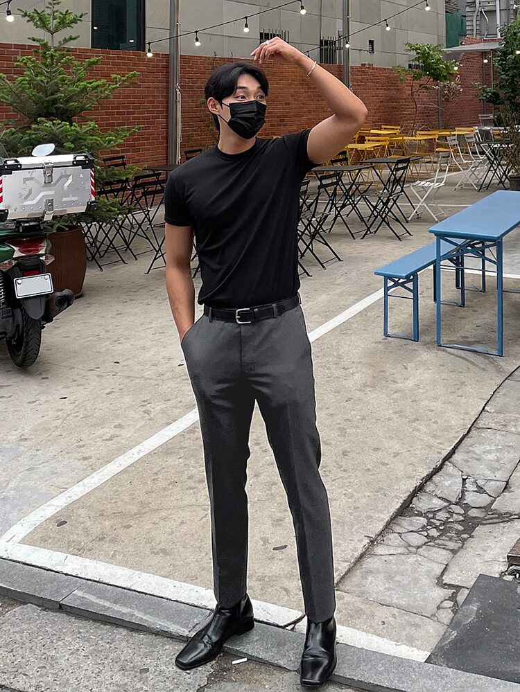 Men Slant Pocket Suit Pants Without Belt Dress Pants Business Attire