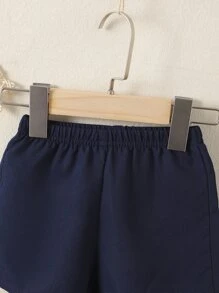 男嬰拼接領前蝴蝶結二合一襯衫和短褲 - 藍白色 - 查看 6