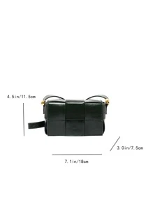 1pc Green Woven Square Minimalist Fashion Women Shoulder Bag,Vintage Style Crossbody Bag, Suitable For Daily Use, Bag For Women Elegant - Green - View 7