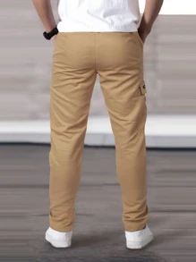 Manfinity Men Flap Pocket Side Cargo Trousers - Khaki - View 2