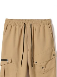 Manfinity Men Flap Pocket Side Cargo Trousers - Khaki - View 4