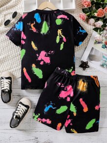 Tween Girl Figure Graphic Tee & Shorts - Multicolor - View 2