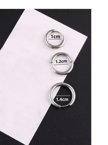 3 chiếc khuyên tai dạng vòng tối giản, trang sức bằng thép không gỉ - Bạc - Xem 4