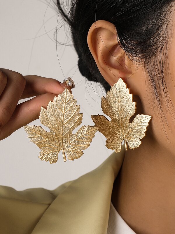 Leaf Design Stud Earrings SHEIN USA
