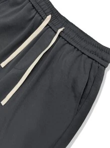 Manfinity Hypemode Men Drawstring Waist Slant Pocket Shorts - Dark Grey - View 6