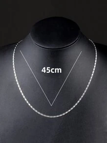 1pc Men Minimalist Chain Necklace Copper Jewelry - Silver - View 5