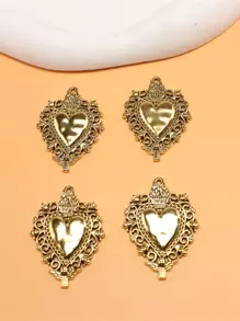 4pcs Alloy Heart DIY Pendant Valentines - Yellow Gold - View 1