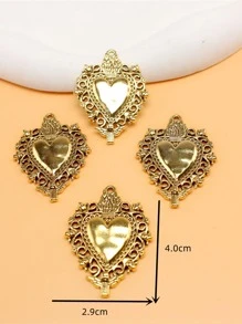 4pcs Alloy Heart DIY Pendant Valentines - Yellow Gold - View 3