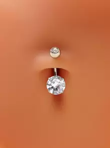 1pc Cubic Zirconia Decor Navel Belly Ring Copper Popular Piercing Body Jewelry Gift For Women & Men Copper Jewelry