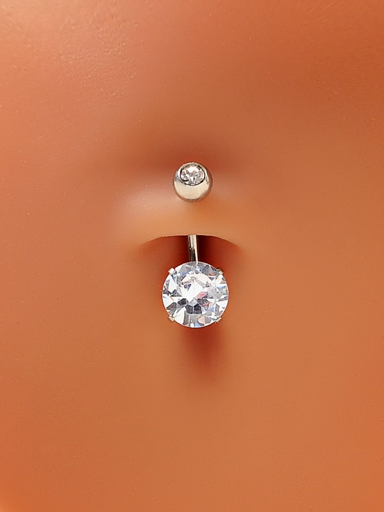 1pc Cubic Zirconia Decor Navel Belly Ring Copper Popular Piercing Body Jewelry Gift For Women & Men Copper Jewelry