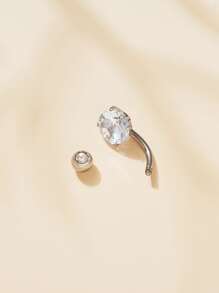 1pc Cubic Zirconia Decor Navel Belly Ring Copper Popular Piercing Body Jewelry Gift For Women & Men Copper Jewelry