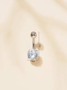 1pc Cubic Zirconia Decor Navel Belly Ring Copper Popular Piercing Body Jewelry Gift For Women & Men Copper Jewelry