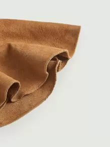 SHEIN MOD Áo khoác và áo lót dành cho xe tăng nữ mép Ren lên Viên lá sen Thùa khuyết màu trơn Boho - Màu Khaki - Xem 4
