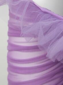 Hauture Ruffle Off Shoulder Ruched Sleeve Top - Lilac Purple - View 5