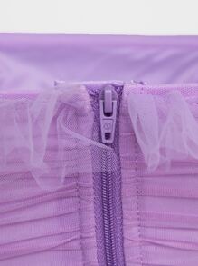 Hauture Ruffle Off Shoulder Ruched Sleeve Top - Lilac Purple - View 8