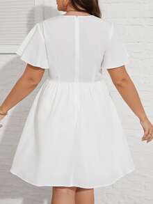 SHEIN VCAY Đầm Plus Size Dây kéo Hoa Boho - trắng - Xem 2