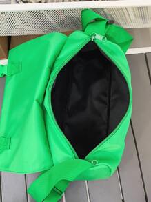 Release Buckle Decor Messenger Bag Neon Green Funky, Handbag Schoolbag Sling Bag Sport Bag for High School University Student for Travel College School - Green - View 5