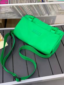 Release Buckle Decor Messenger Bag Neon Green Funky, Handbag Schoolbag Sling Bag Sport Bag for High School University Student for Travel College School - Green - View 6