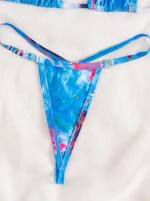 Tie Dye Bikini Set Halter Micro Triangle Bra & V-String Bikini Bottom 2 Pieces Bikini Summer Beach - Multicolor - View 5