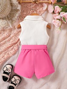 Baby Polo Neck Tank Top & Shorts - Multicolor - View 2