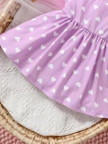 Baby Heart Print Dress - Purple - View 4