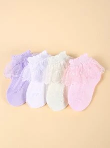 4pairs Baby Lace Decor Socks - Multicolor - View 2