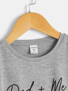 SHEIN Toddler Boys Letter & Figure Graphic Tee - Grey - View 3