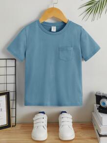 SHEIN Toddler Boys Coconut Tree & Letter Graphic Tee - Dusty Blue - View 2