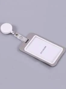 1pc Solid Color Card Holder, Simple Portable Card Holder With Badge Holder For School Student, Office Worker - Grey - View 5
