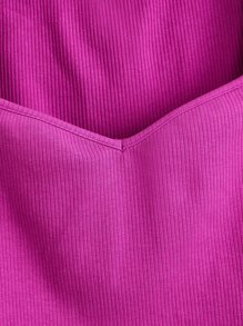 SHEIN BASICS Sweetheart Neck Crop Tee - Hot Pink - View 9