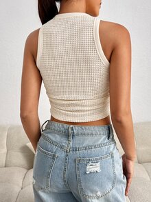 SHEIN EZwear Áo khoác và áo lót dành cho xe tăng nữ Xù màu trơn Giải trí - Màu be - Xem 2