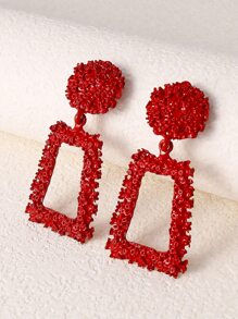 1 Đôi Vintage Phong Cách Âu Mỹ Hợp Kim Giọt Nước Họa Tiết Phóng Đại Bông Tai Hình Học Dành Cho Phụ Nữ Hàng Ngày - Đỏ - Xem 1