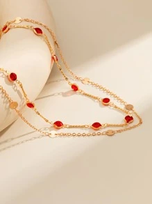 Chuỗi thắt lưng trang trí 2 đĩa - Đỏ - Xem 2