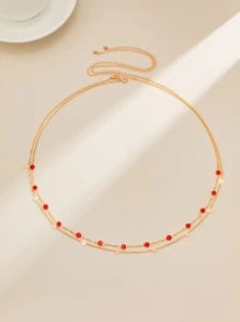 Chuỗi thắt lưng trang trí 2 đĩa - Đỏ - Xem 3