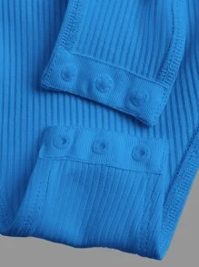 SHEIN BASICS 純色露背無袖連體衣 - 藍色 - 查看 6