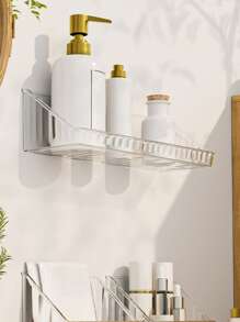 1pc PET Storage Rack, Minimalist Clear Wall Mounted Storage Rack For Bathroom Bathroom - Clear - View 3