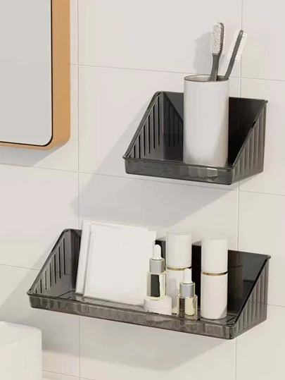 1pc PET Storage Rack, Minimalist Plain Wall Mounted Storage Rack For Bathroom Bathroom