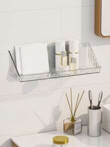 1pc PET Storage Rack, Minimalist Clear Wall Mounted Storage Rack For Bathroom Bathroom - Clear - View 4