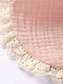 Bộ 3 sản phẩm/bộ băng đô nơ có thể điều chỉnh cho bé gái, yếm và khăn ợ, bao gồm băng đô ren, yếm chống thấm nước và khăn ợ mềm hai mặt - Hồng - Xem 5