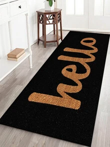 1pc Letter Graphic Non-slip Door Mat, Cartoon Polyester Floor Mat For Living Room And Bedroom, All Season - Coffee Brown - View 5