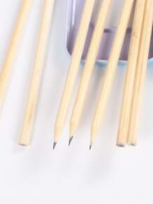 10pcs Solid Color Wooden Pencil, Simple Multi-purpose HB Pencil For Writing, Painting, Sketch - Brown - View 3