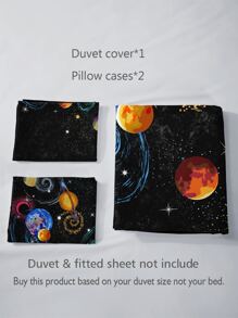 3 Cái/bộ Bộ Vỏ Chăn Hoa Văn Hành Tinh (1 Vỏ Chăn & 2 Vỏ Gối) Bộ Chăn Ga Gối Vải Hiện Đại Cho Gia Đình, Tất Cả Các Mùa - Nhiều màu - Xem 7