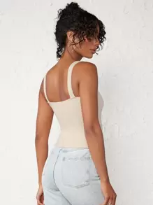 SHEIN BASICS Chất rắn Dây đeo rộng Áo Cho mùa hè - Màu be - Xem 3