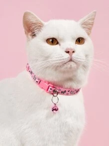 1入組卡通狗圖案寵物項圈適用於貓和狗狗適用於戶外 - 粉色 - 查看 1